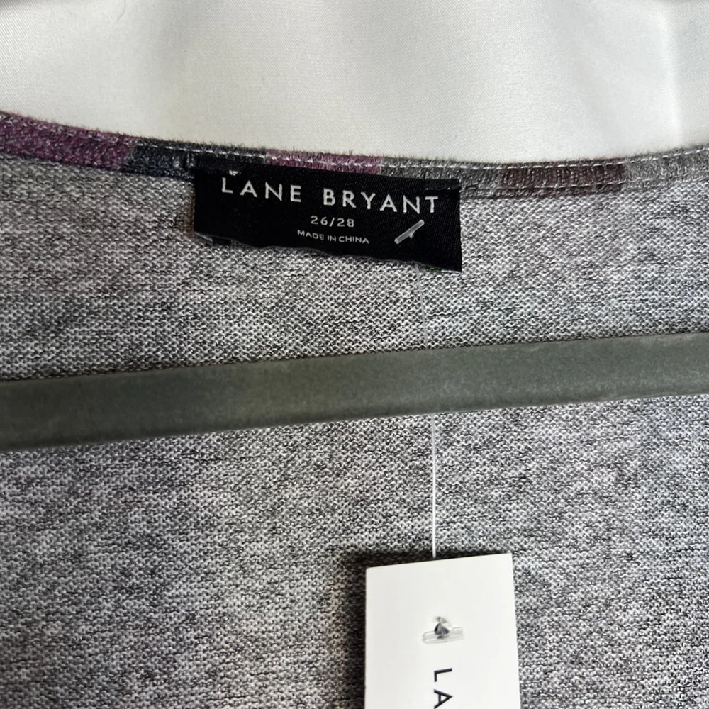 LANE BRYANT Women’s Classic Faux-Wrap Plaid Top Long Sleeve Shirt Size 26-28/4X